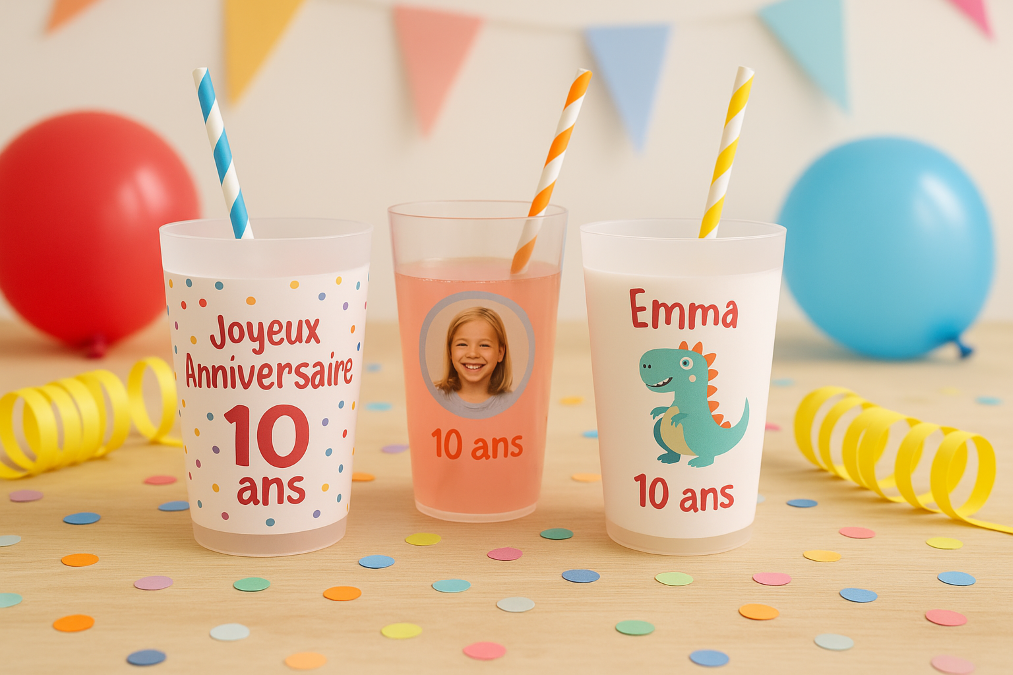 Gobelet personnalisé anniversaire avec design unique et souvenir durable